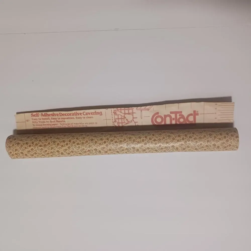 Vintage 80s 1983 7 feet floral calico plastic contact paper decor drawer liner